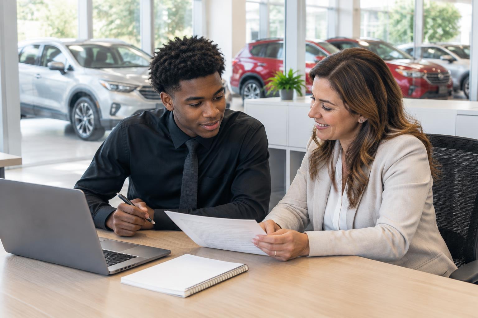 New salespeople training at a desk